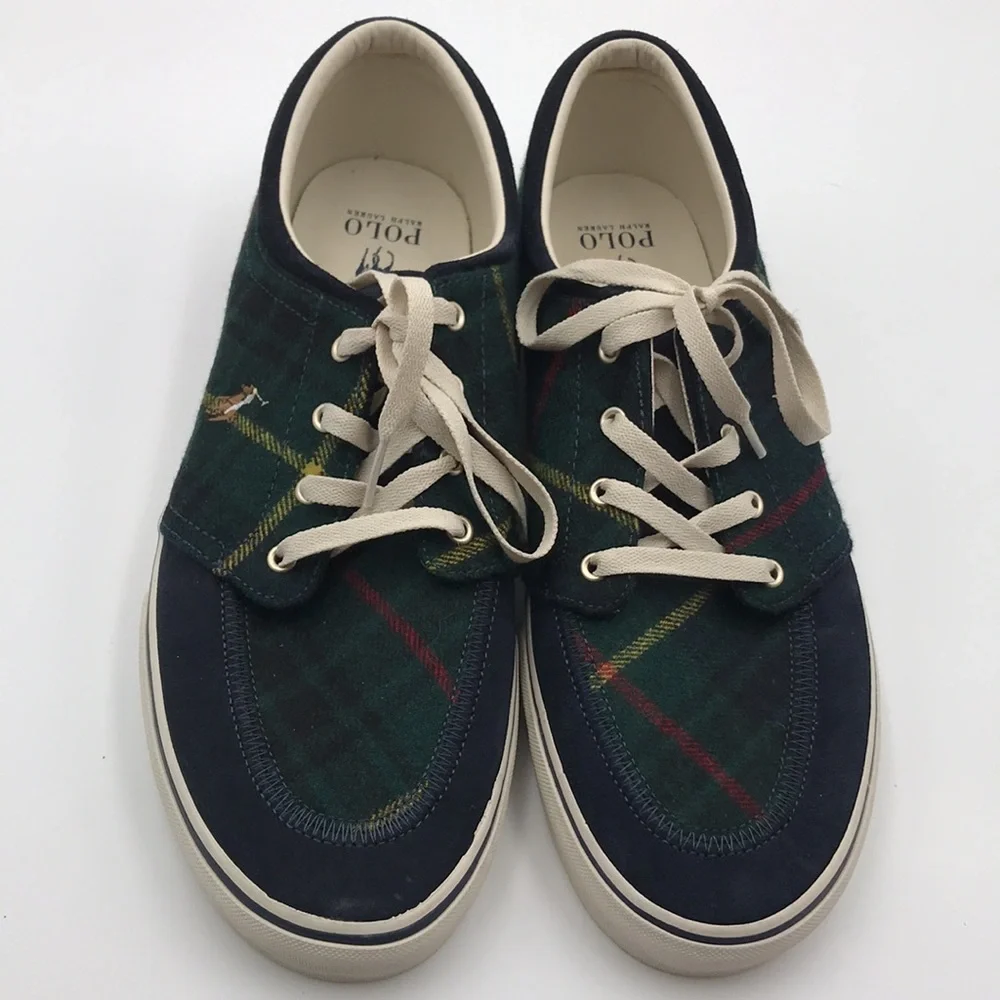 Polo Ralph Lauren Faxon x Tartan Plaid Wool Suede Sneakers